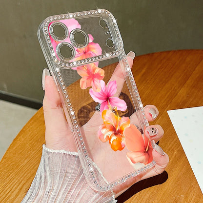Pink Flowers Bling iPhone Case
