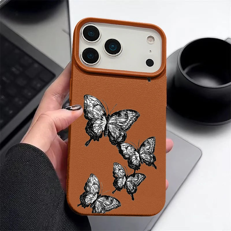 Black Butterfly iPhone Leather TPU Case