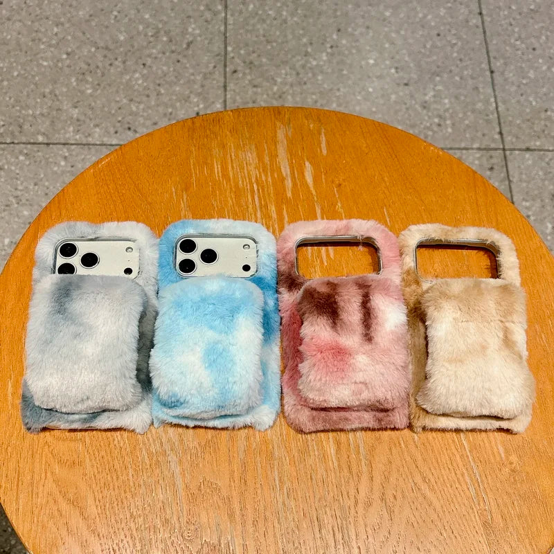 Winter Fluffy Gradient iPhone Plush Case