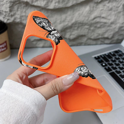 Black Butterfly iPhone Leather TPU Case