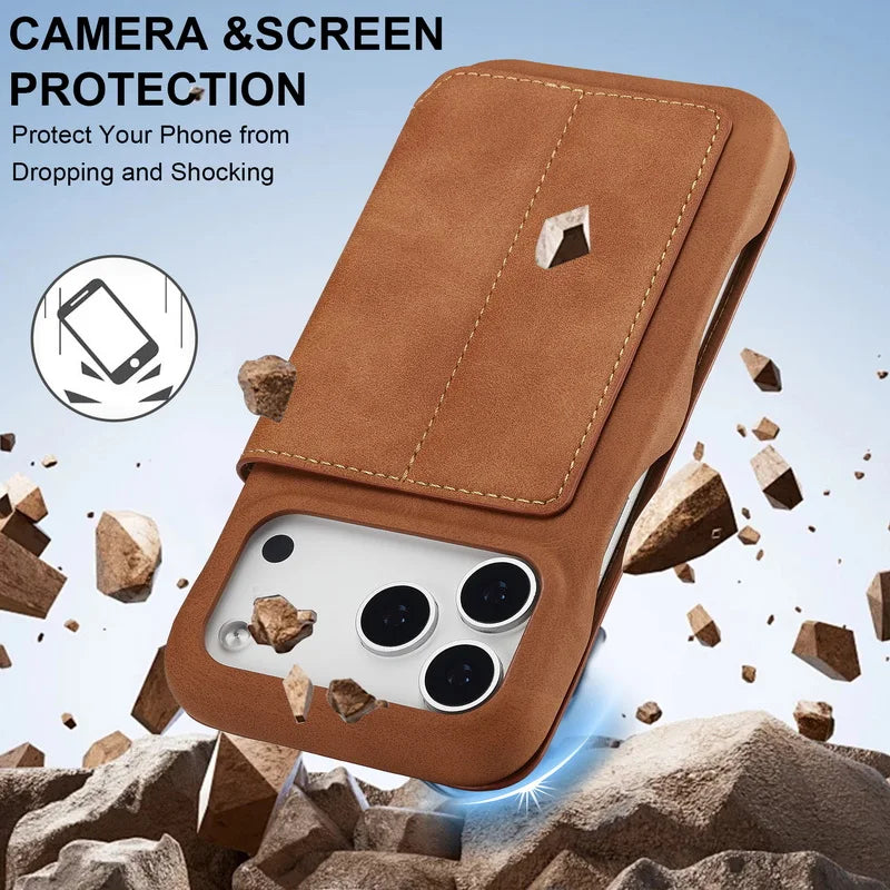 Leather Flip Wallet iPhone Case Cover