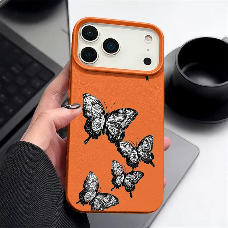 Black Butterfly iPhone Leather TPU Case