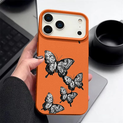 Black Butterfly iPhone Leather TPU Case
