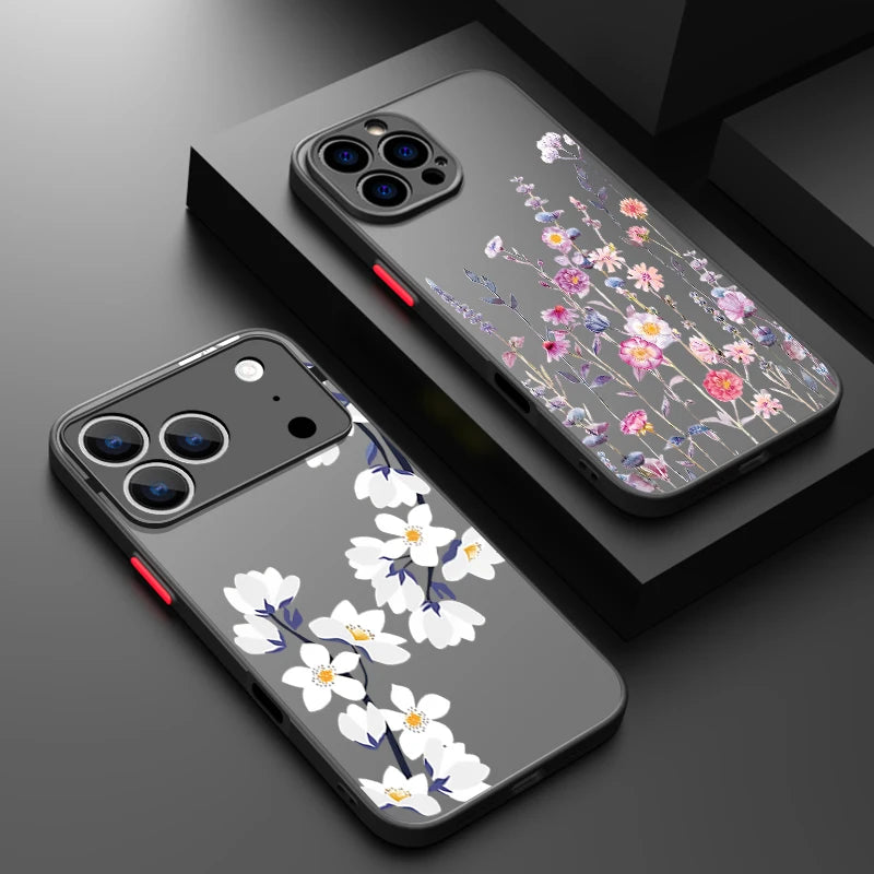 Matte Floral iPhone Shockproof Hybrid Case