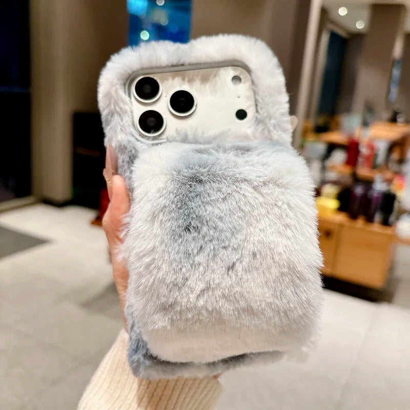 Winter Fluffy Gradient iPhone Plush Case