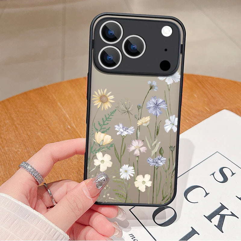 Matte Floral iPhone Shockproof Hybrid Case