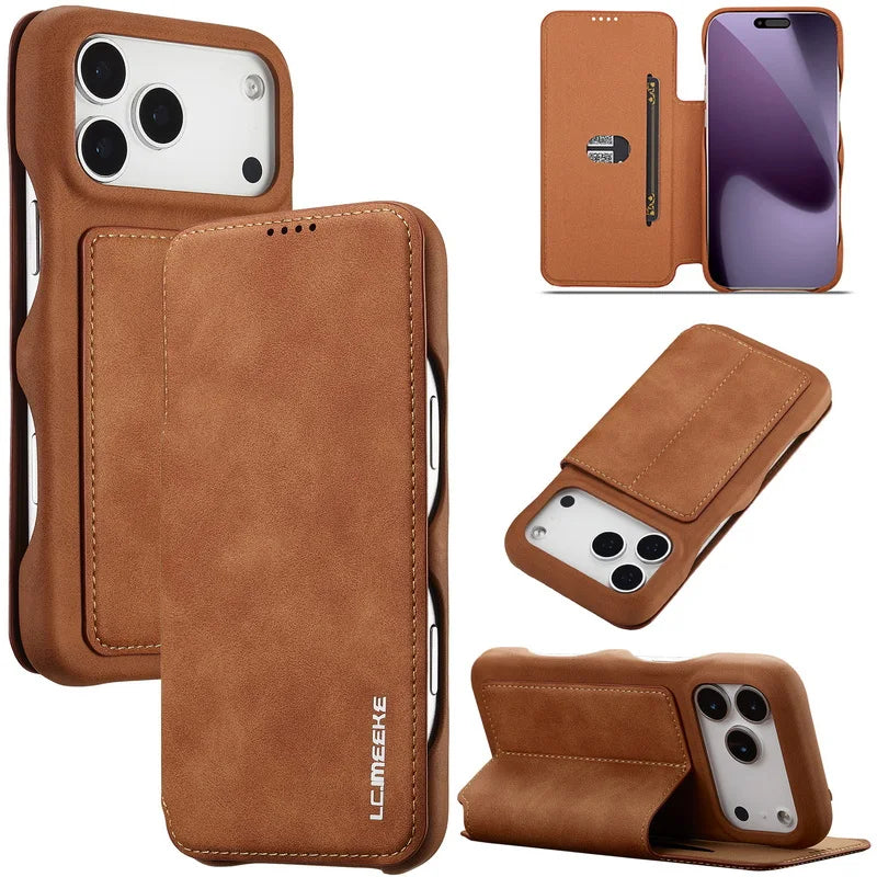 Leather Flip Wallet iPhone Case Cover