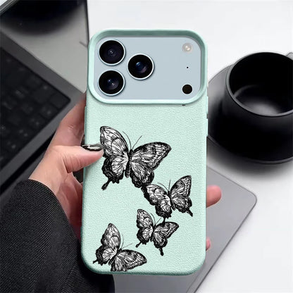 Black Butterfly iPhone Leather TPU Case