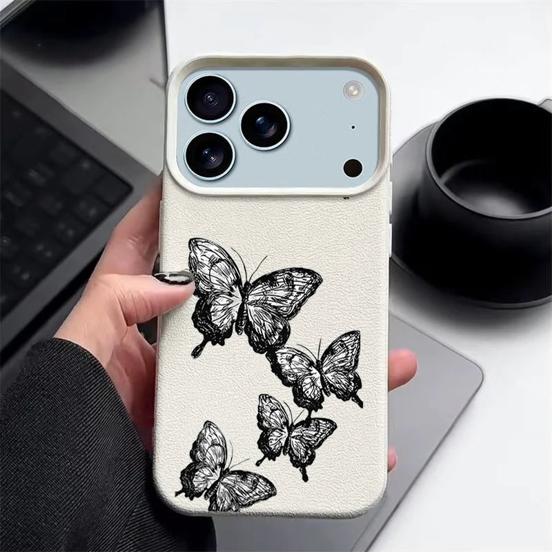 Black Butterfly iPhone Leather TPU Case