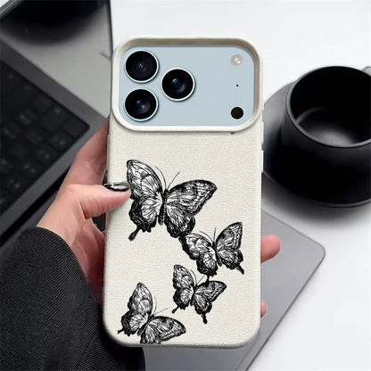 Black Butterfly iPhone Leather TPU Case