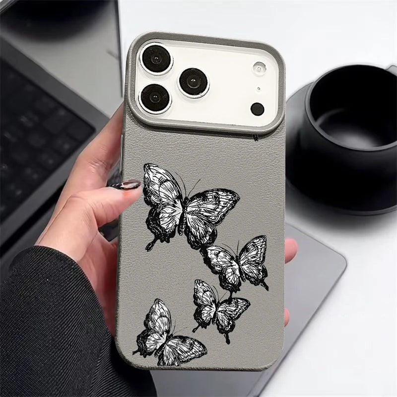 Black Butterfly iPhone Leather TPU Case
