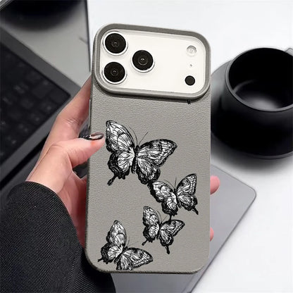 Black Butterfly iPhone Leather TPU Case