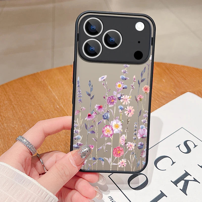 Matte Floral iPhone Shockproof Hybrid Case
