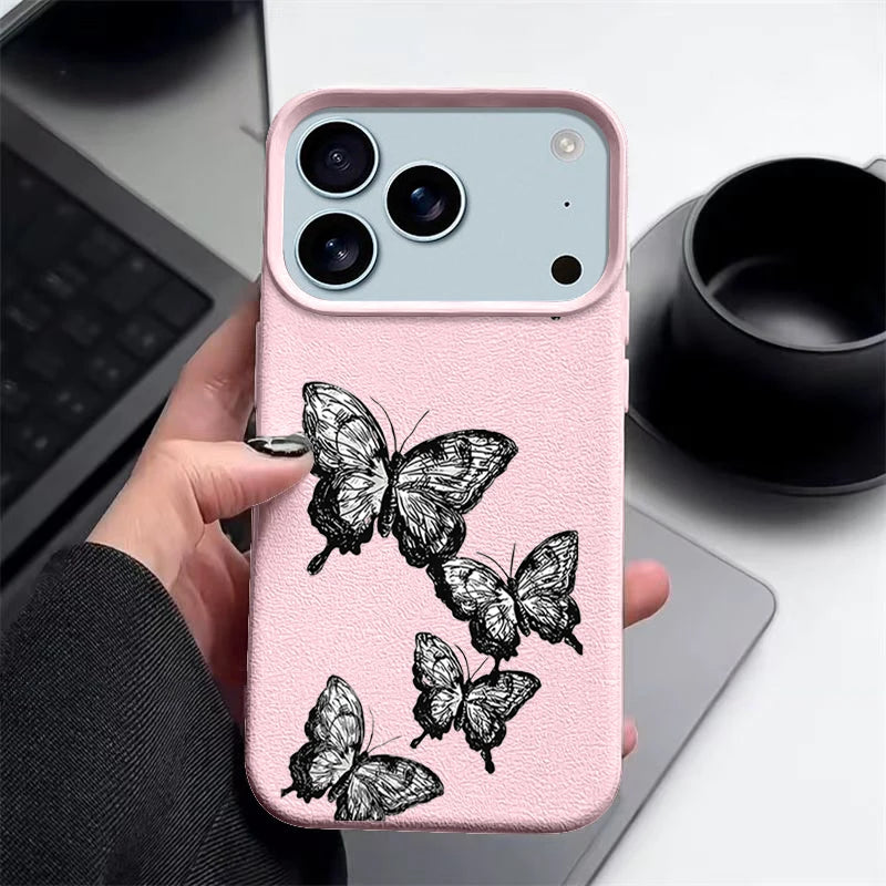 Black Butterfly iPhone Leather TPU Case