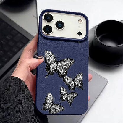 Black Butterfly iPhone Leather TPU Case