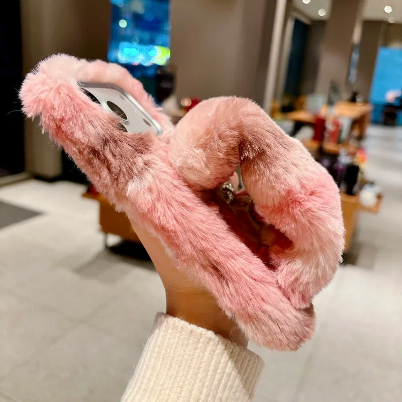 Winter Fluffy Gradient iPhone Plush Case