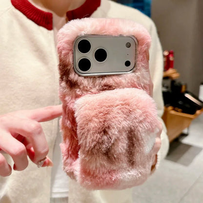 Winter Fluffy Gradient iPhone Plush Case