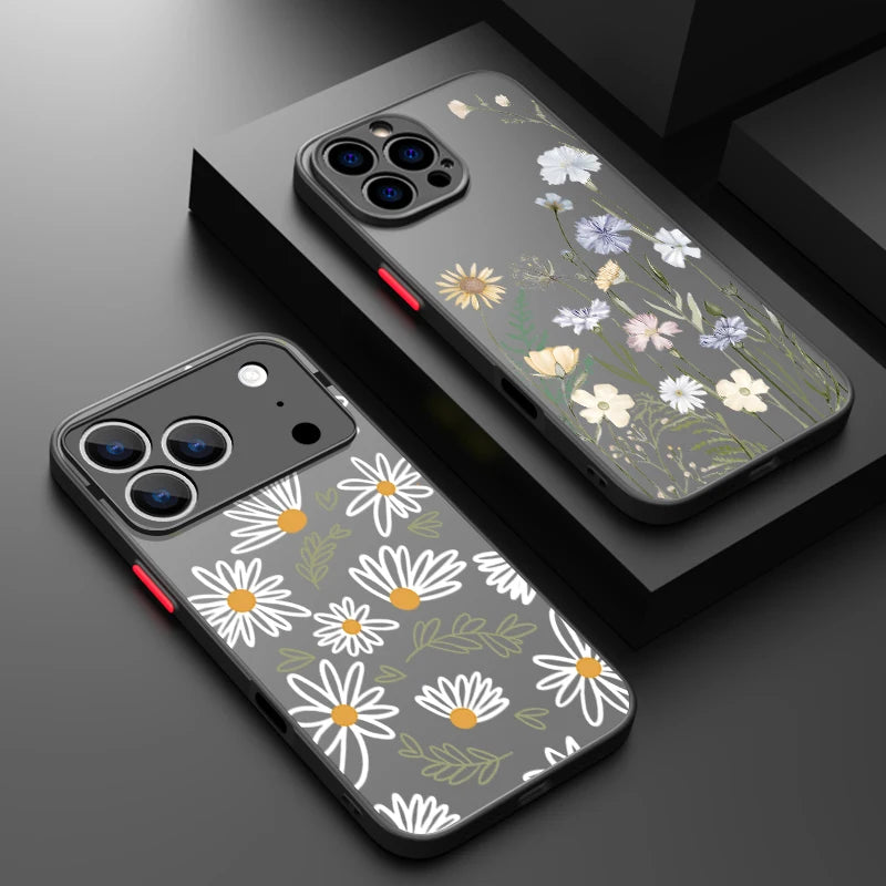 Matte Floral iPhone Shockproof Hybrid Case