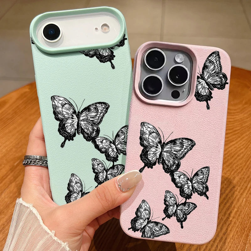 Black Butterfly iPhone Leather TPU Case