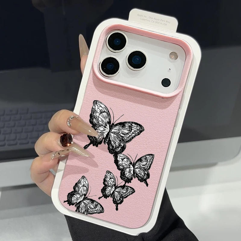 Black Butterfly iPhone Leather TPU Case
