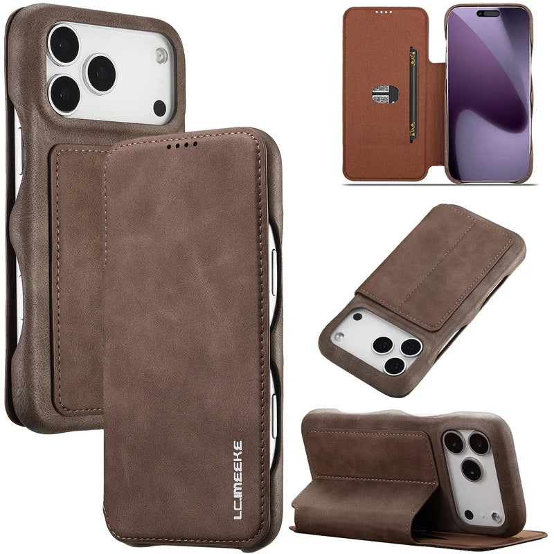 Leather Flip Wallet iPhone Case Cover