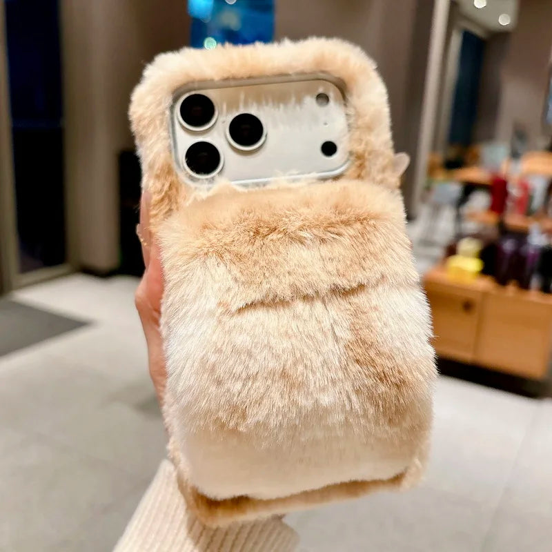 Winter Fluffy Gradient iPhone Plush Case