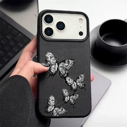 Black Butterfly iPhone Leather TPU Case