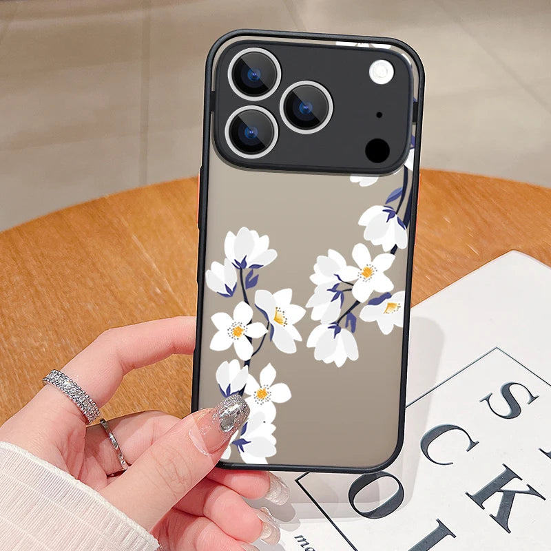 Matte Floral iPhone Shockproof Hybrid Case
