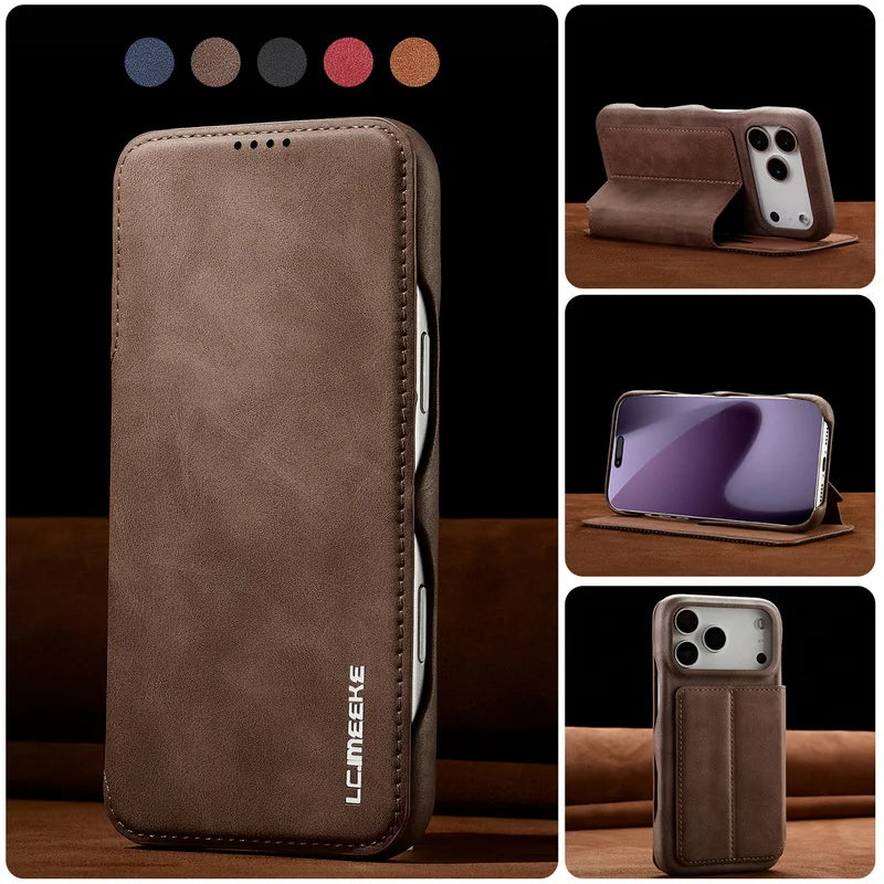 Leather Flip Wallet iPhone Case Cover