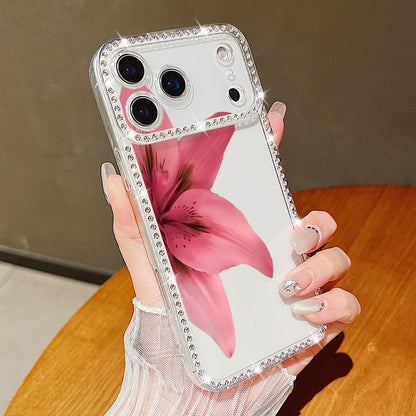 Pink Flowers Bling iPhone Case