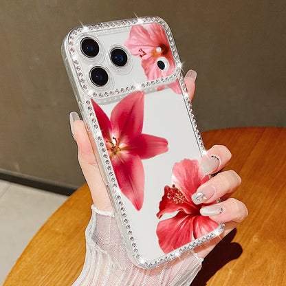 Pink Flowers Bling iPhone Case