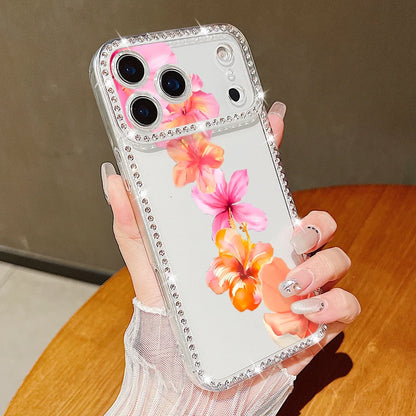 Pink Flowers Bling iPhone Case