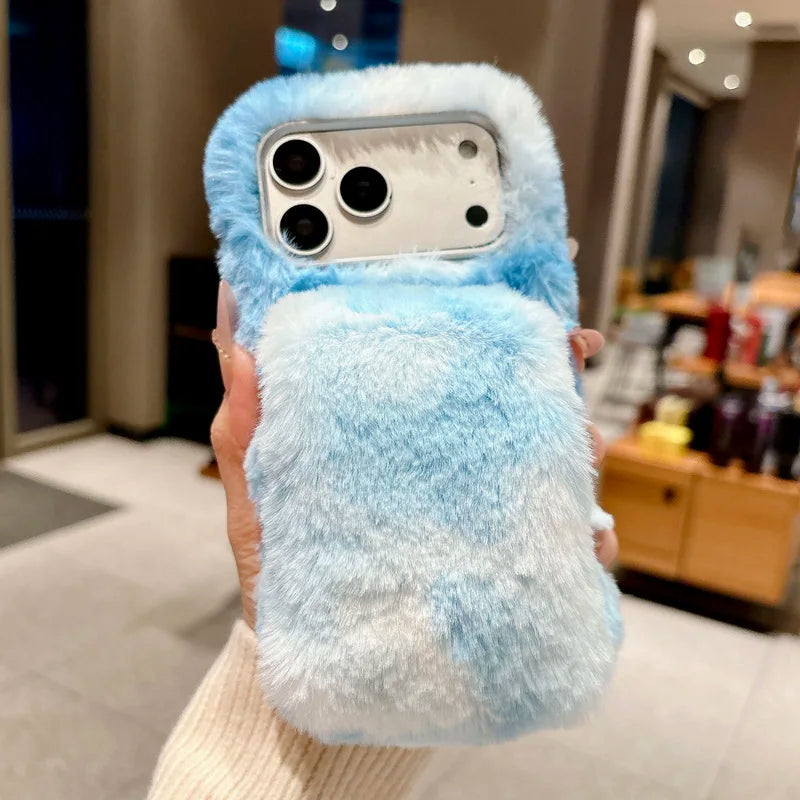 Winter Fluffy Gradient iPhone Plush Case