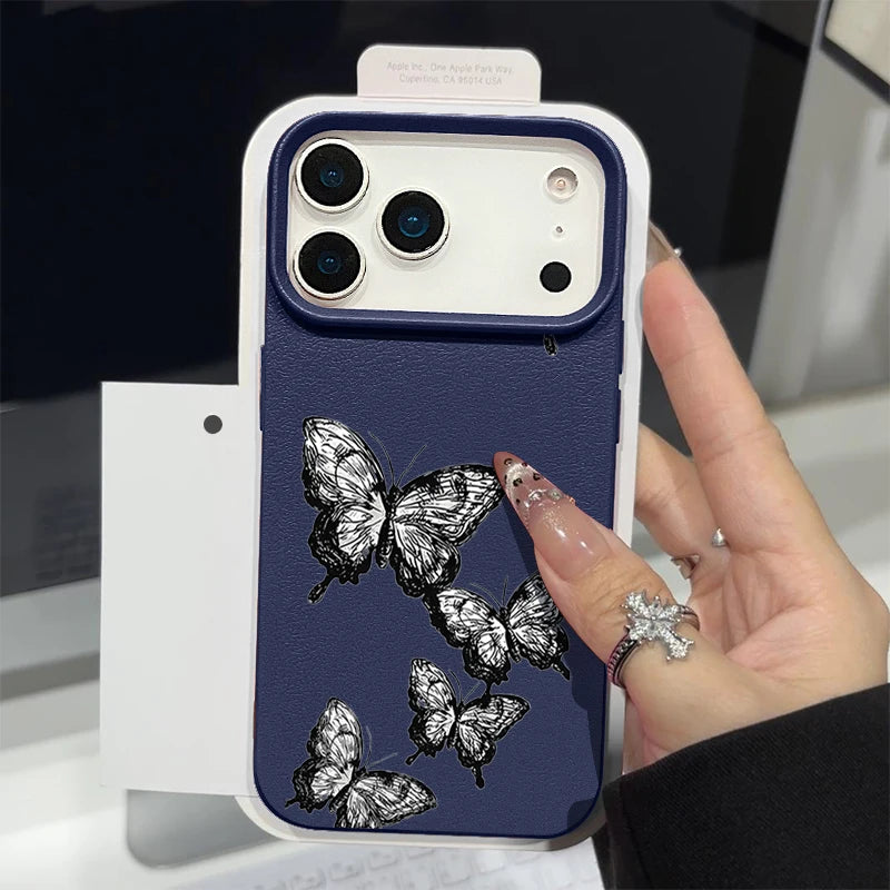 Black Butterfly iPhone Leather TPU Case