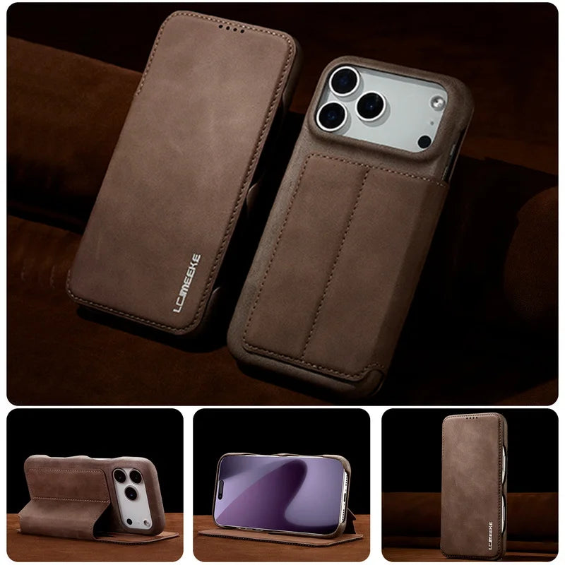Leather Flip Wallet iPhone Case Cover