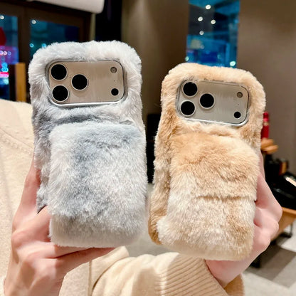 Winter Fluffy Gradient iPhone Plush Case