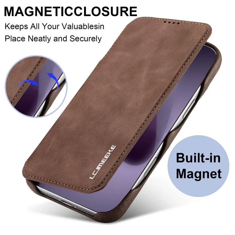 Leather Flip Wallet iPhone Case Cover