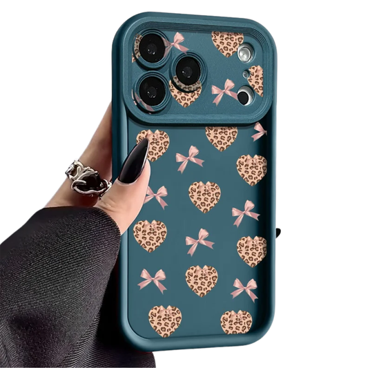 Leopard Heart Bowknot iPhone TPU Case