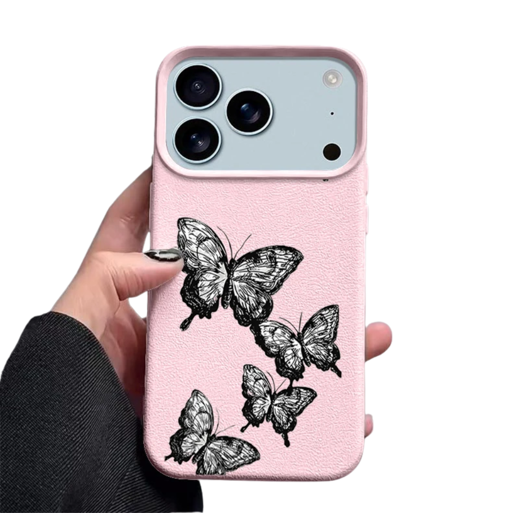 Black Butterfly iPhone Leather TPU Case