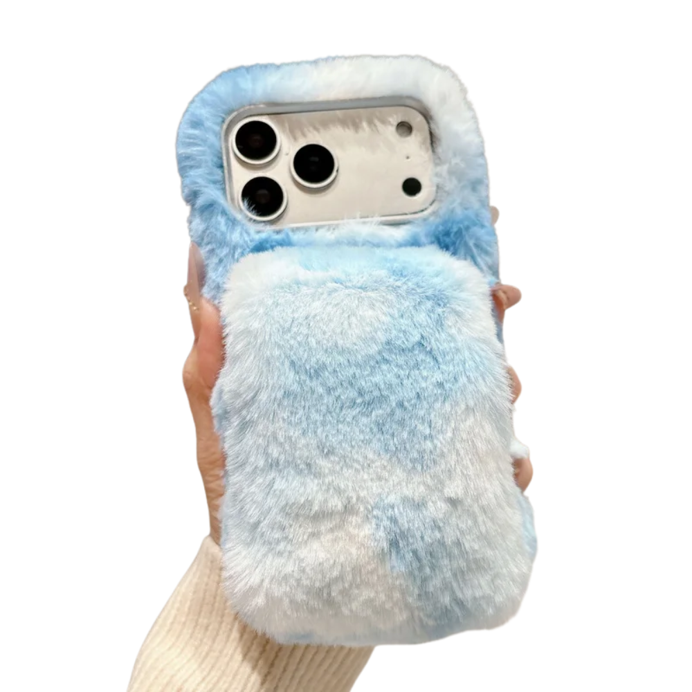 Winter Fluffy Gradient iPhone Plush Case